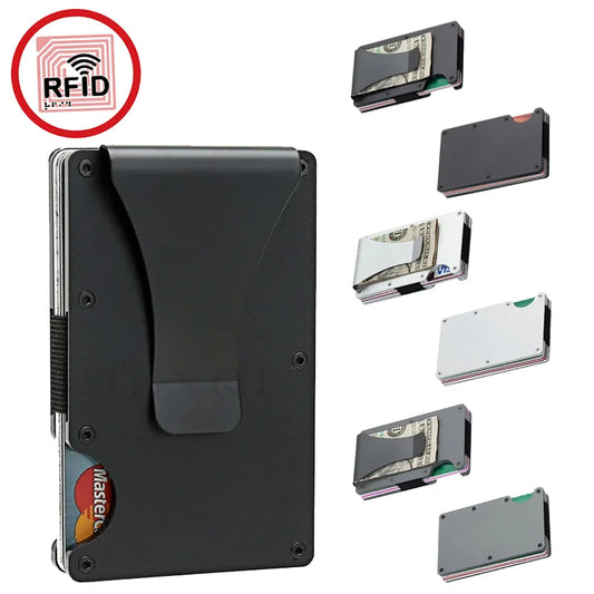 Front Pocket RFID Blocking Minimalist Wallet for Men - 2025 Slim Mini Fashion Wallet - Metal Wallet with Money Clip for Unisex