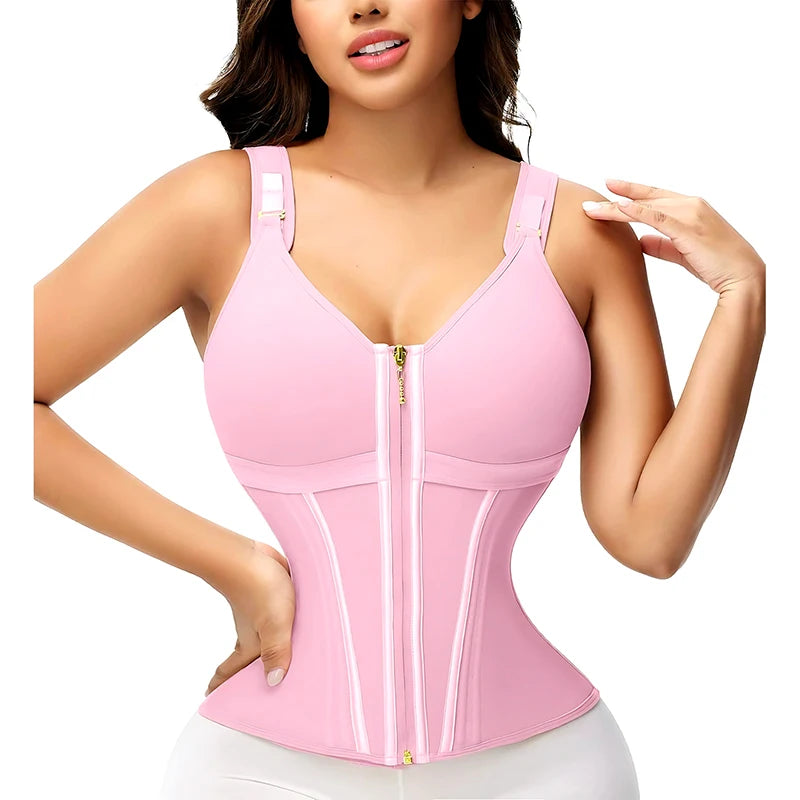 AfruliA XXXS Fajas Colombian Girdles High Compression Vest Waist Trainer Corset with Zipper Hook Flat Belly Slimming Body Shaper