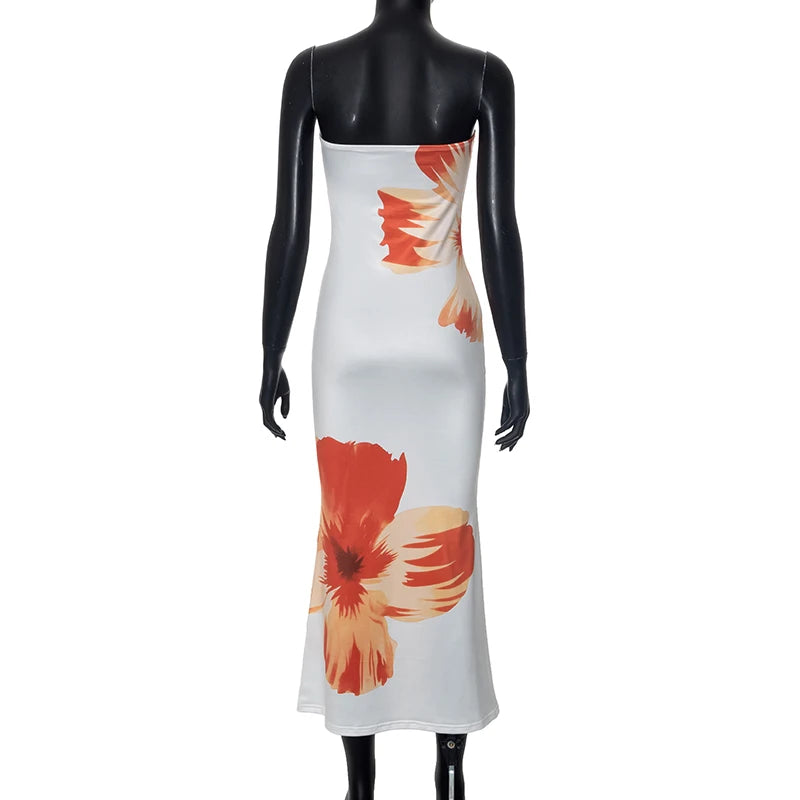Women's Flower Printed Tubeless Dress