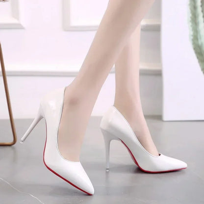 2025 New Women's High Heels Red Sole Pointed Toe Stiletto Heels Classic Style Wedding Dinner Complete Colors Shallow Top Shoes