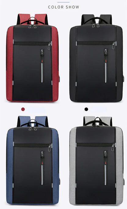 Waterproof Oxford Laptop Backpack for Men 15.6 Inch USB Charging Business Travel School Backpack High Capacity