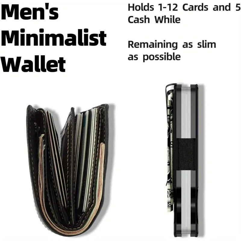 Front Pocket RFID Blocking Minimalist Wallet for Men - 2025 Slim Mini Fashion Wallet - Metal Wallet with Money Clip for Unisex