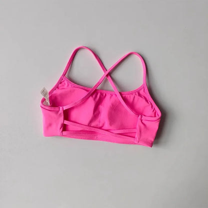 Women's Solid Color Fitness Bra Soft Cross Back Gym Sports Top with Chest Pad Push-Up Yoga Vest Sport Bra Yoga Gym Crop Top