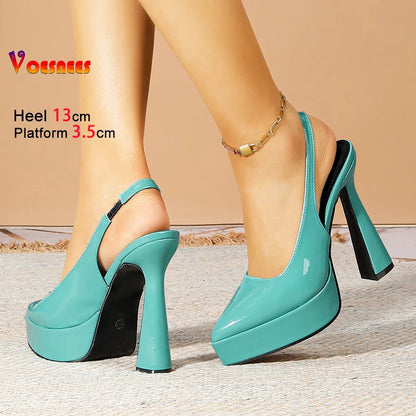 Size 36-41 Pointed High Heels For Women Platform Summer Green Shallow Mouth Single Shoes 13CM Fashion Easy Matching Woman Pumps