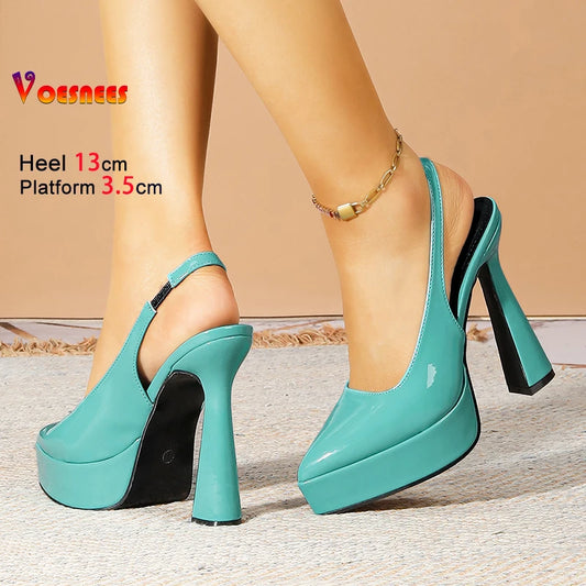 Size 36-41 Pointed High Heels For Women Platform Summer Green Shallow Mouth Single Shoes 13CM Fashion Easy Matching Woman Pumps