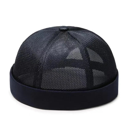 Unisex Mesh Brimless Skullcap Hip Hop Sailor Summer Cap with Rolled Cuff Breathable Beanie Hat for Men  Women