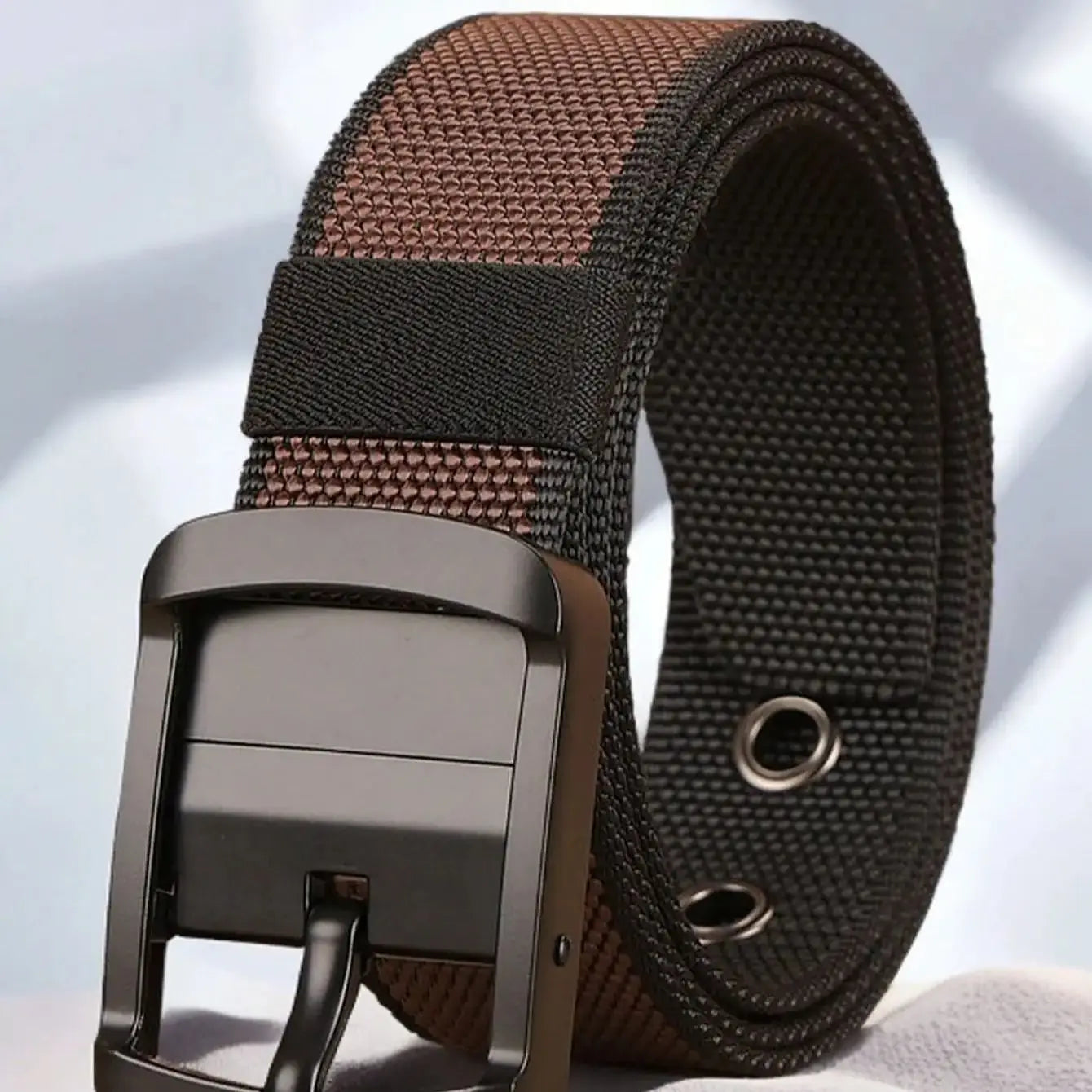 Thick double-sided nylon belt, men's casual needle buckle canvas belt, versatile workwear, jeans, pants strap, trendy