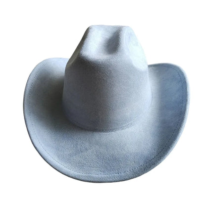 Cow Head Belt Suede Leather 7.5CM Western Cowboy Fedora Hat Women's Men's Church Jazz Hat Fashion Travel Party Hat Denim Hat