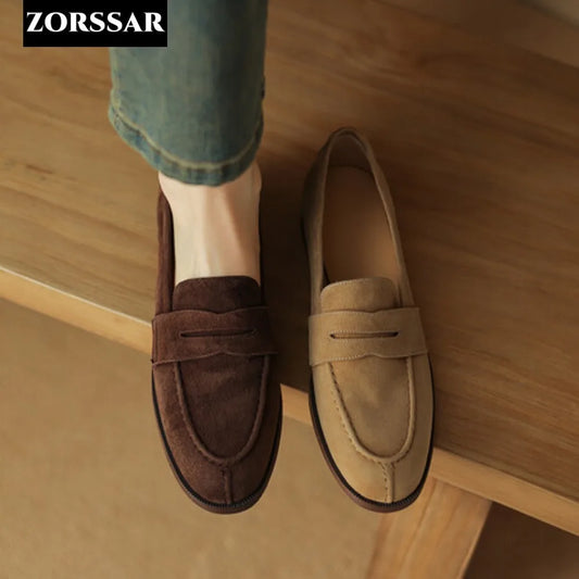 Brown Casual Flats Ladies Shoe Fashion Suede