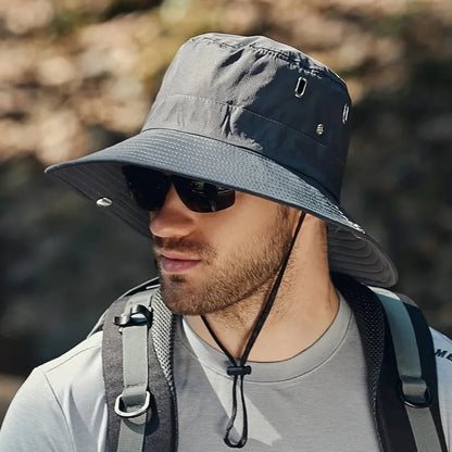 new Men's Wide Brim Sun Hat - Waterproof UV Protection Safari Bucket Hat for Fishing Hiking Climbing Summer Outdoor Oversized