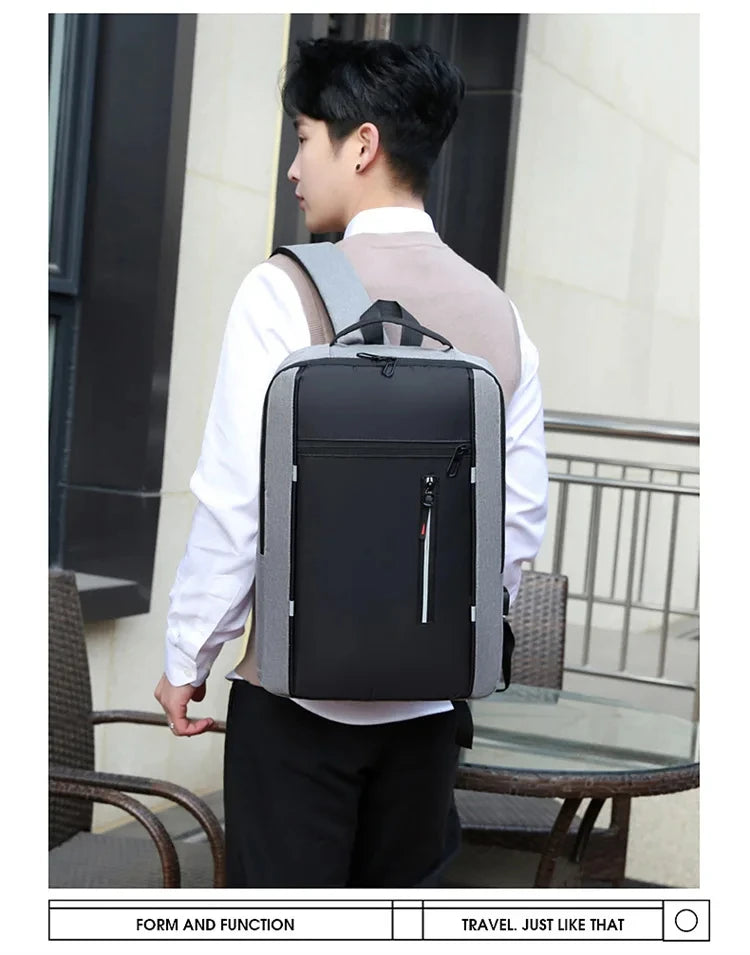 Waterproof Oxford Laptop Backpack for Men 15.6 Inch USB Charging Business Travel School Backpack High Capacity