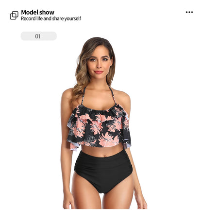 Swimwear High-Waist Split Two-Piece Beachwear Plus Size XXL