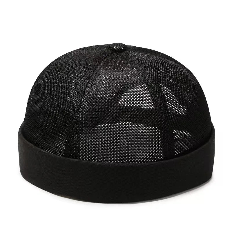 Unisex Mesh Brimless Skullcap Hip Hop Sailor Summer Cap with Rolled Cuff Breathable Beanie Hat for Men  Women