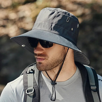 new Men's Wide Brim Sun Hat - Waterproof UV Protection Safari Bucket Hat for Fishing Hiking Climbing Summer Outdoor Oversized