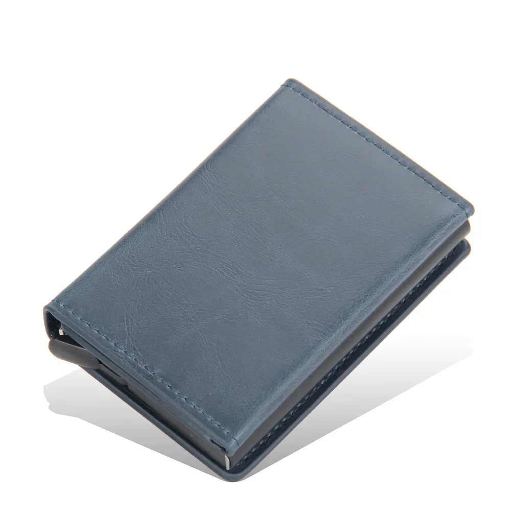 2024 Magnet Anti Rfid Blocking ID Credit Card Holder Case for Men Leather ID Bank Wallets with Magnetic Buckle Closer Cardholder