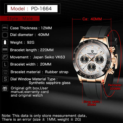 PAGANI DESIGN 40MM V2 Men Quartz Watches Sapphire Retro Chronograph Stainless Steel Waterproof Watch Men Relogio Masculino