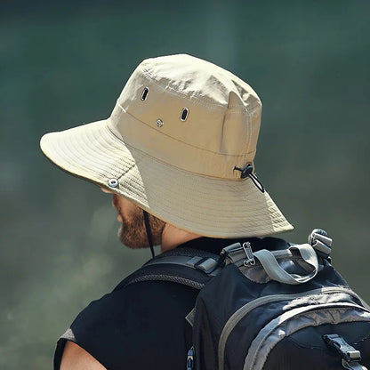 new Men's Wide Brim Sun Hat - Waterproof UV Protection Safari Bucket Hat for Fishing Hiking Climbing Summer Outdoor Oversized