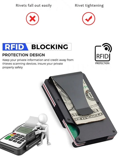 Front Pocket RFID Blocking Minimalist Wallet for Men - 2025 Slim Mini Fashion Wallet - Metal Wallet with Money Clip for Unisex