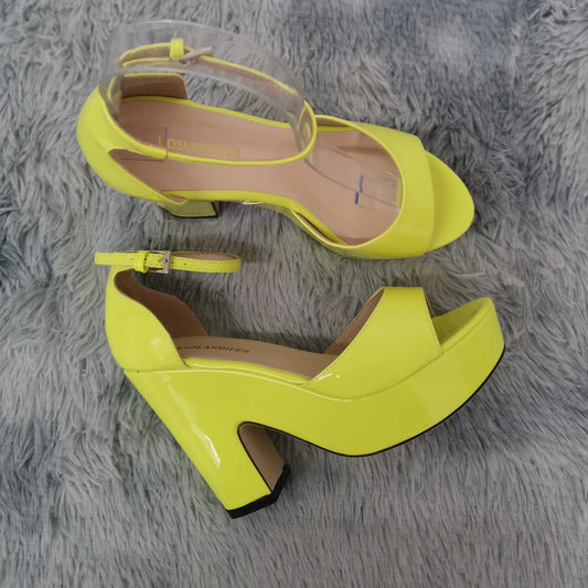 LOSLANDIFEN Women Sandals Summer Colourful Sexy Peep Toe Buckle Strap Sandal Platform Thick High Heels Party Red Wedding Shoes