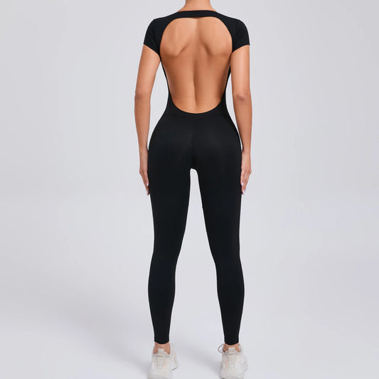 NEW Yoga Jumpsuit Fitness Sports Overalls Gym Clothing Set Wear Pilates Workout Clothes Women Short Sleeves Outfit Activewear