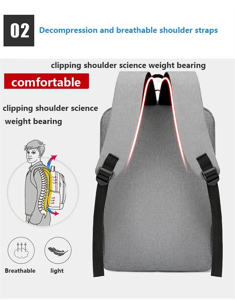 Waterproof Oxford Laptop Backpack for Men 15.6 Inch USB Charging Business Travel School Backpack High Capacity