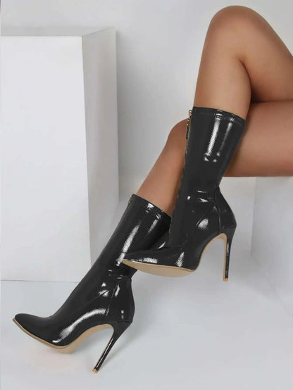 Sexy High Heels Boots Women Shoes Pointed Toe Mid Calf Women's Boots