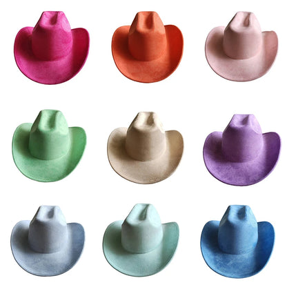 Cow Head Belt Suede Leather 7.5CM Western Cowboy Fedora Hat Women's Men's Church Jazz Hat Fashion Travel Party Hat Denim Hat