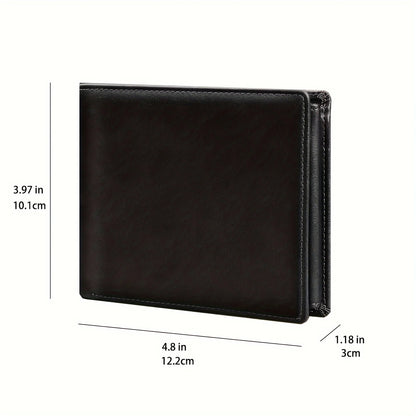 YATBEST Men's Wallet RFID Anti-Theft Brush Loose Leaf Three Fold Wallet Large Capacity With Zero Money Bag Credit Card Bag
