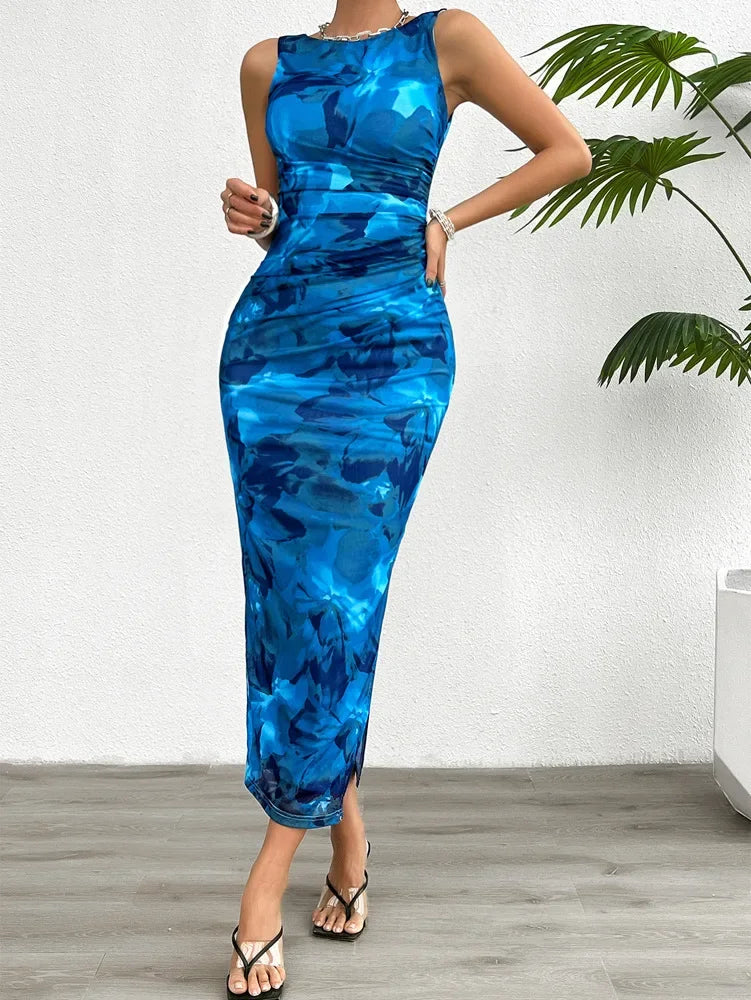 Women Spring Summer Tight Dress With Split Bottom