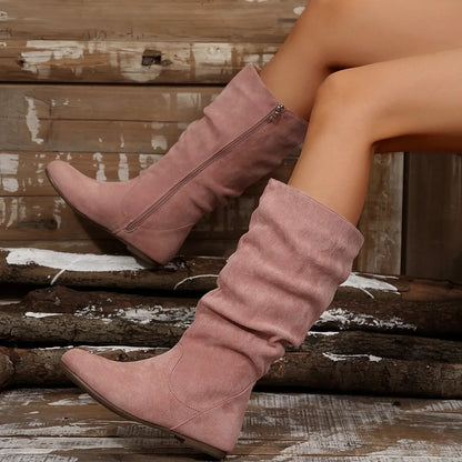 Women  Spring Knee High Boots Black White