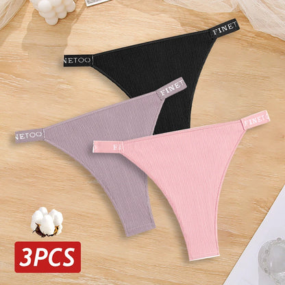 New 3Pcs/Set Cotton Brazilian Panties For Women Sexy Low-Waist Bikini Underwear Sets Solid Color Breathable Intimates Lingerie