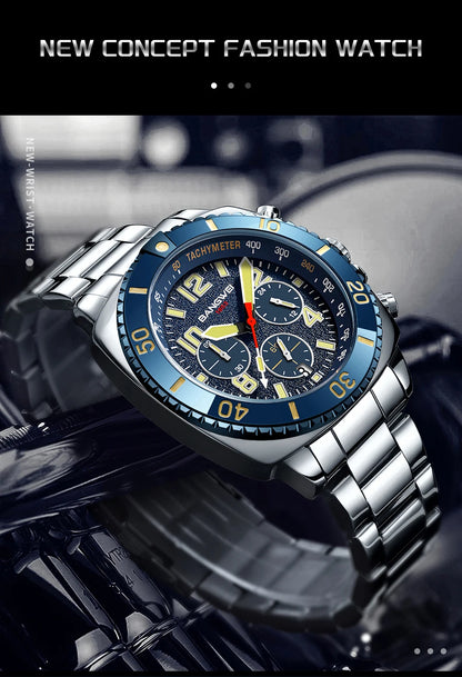 BANGWEI 2025 Luxury Watches Men Fashion Sports Quartz Wristwatches 30M Waterproof Luminous Chronograph Mens Watch Reloj Hombre