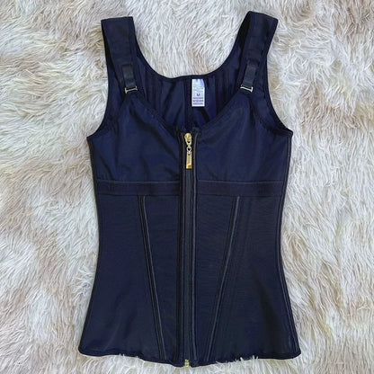 AfruliA XXXS Fajas Colombian Girdles High Compression Vest Waist Trainer Corset with Zipper Hook Flat Belly Slimming Body Shaper