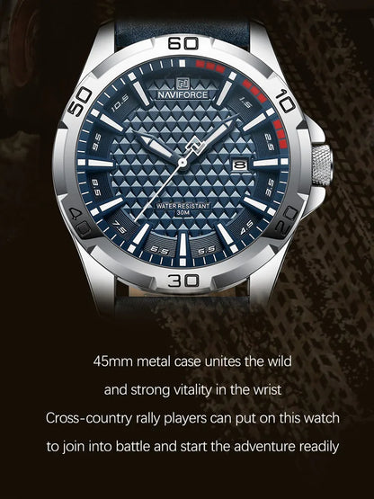 NAVIFORCE Brand Men Fashion Quartz Watches Male Leather Strap Sport Waterproof Wristwatches CalendarClock Relogio Masculino