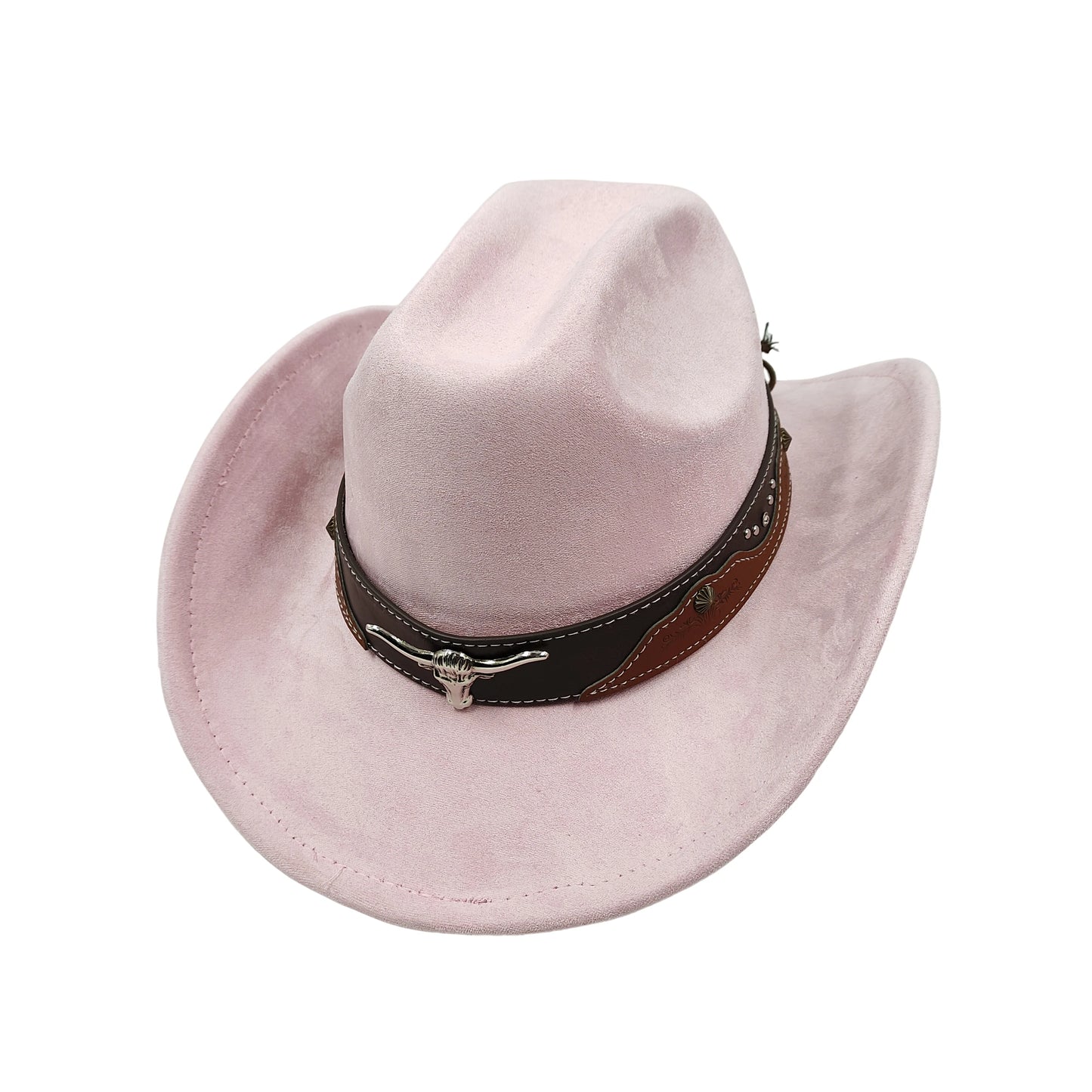 Cow Head Belt Suede Leather 7.5CM Western Cowboy Fedora Hat Women's Men's Church Jazz Hat Fashion Travel Party Hat Denim Hat