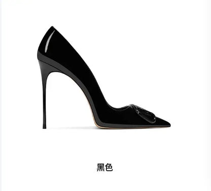 Women's Leather High Heels, Luxurious and Elegant Shoes, Shallow Mouth, Fashionable, Wedding