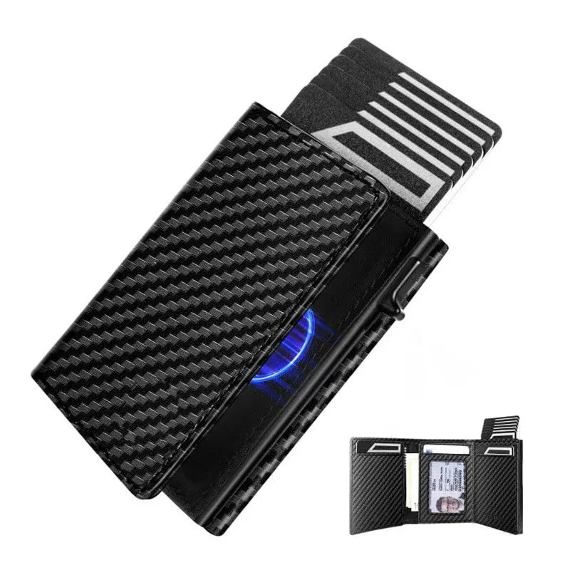 YATBEST Men's RFID Anti-Theft Three Fold Wallet Ultra-Thin with Zipper Coin Pocket Credit Card Clip Brush Anti-Magnetic Card Bag