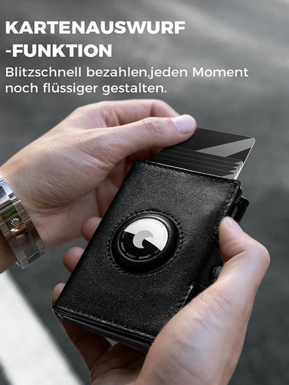 YATBEST Men's Leather Wallet With Coin Pocket AirTag Positioning Card Clip RFID Anti Magnetic Anti-Theft Card Swiping Bag