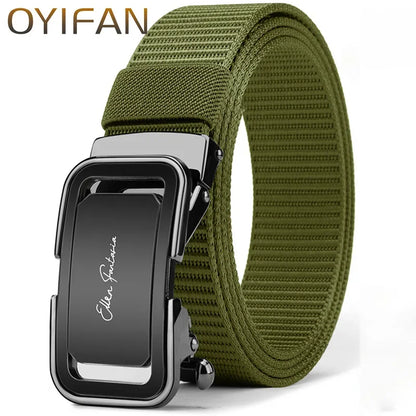 Fashion Men's Belt, Men’s Designer Belts  Alloy Automatic Buckle, Canvas Belt, Sports Belt, Large Size 110-160cm Automatic Belt
