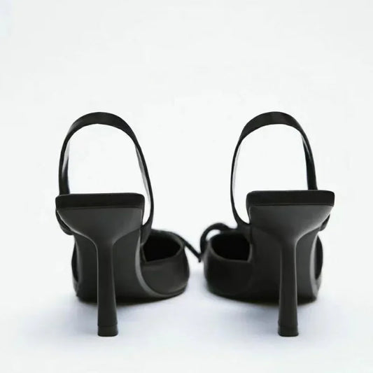 Woman High Heels Sparkly Bow Sandals Pointed Toes