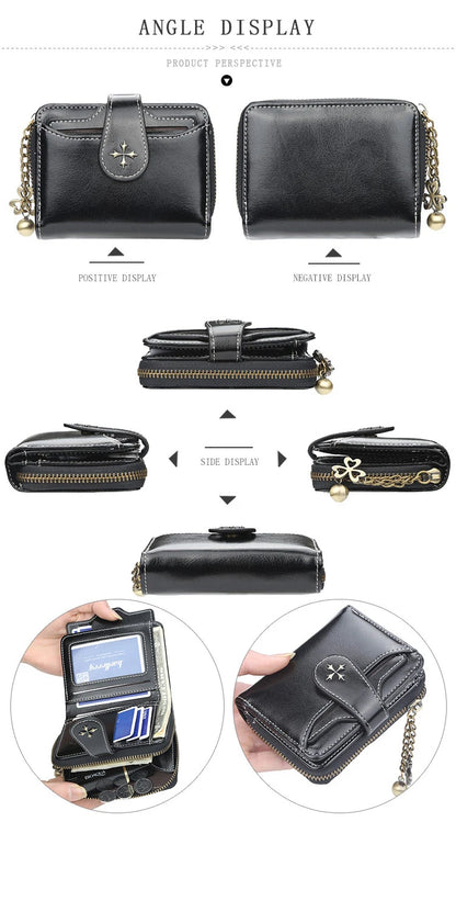 2023 New Women Wallets Fashion Short PU Leather Top Quality Card Holder Female Zipper Purse