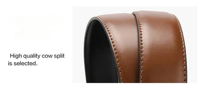 Real Genuine Leather Rotating Alloy Pin Buckle Belt for Men Unisex High Quality Cowskin Leather Cowboy Jeans Double-sided Belts