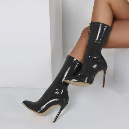 Sexy High Heels Boots Women Shoes Pointed Toe Mid Calf Women's Boots