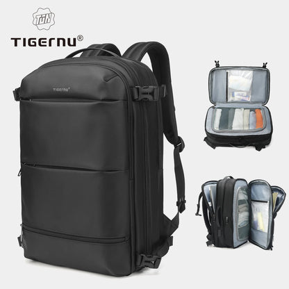 Tigernu Vacuum Compression Backpacks Men Travel Backpack Expandable USB Bag Large Capacity 17 Laptop Bags For Schoo Cabin Bags
