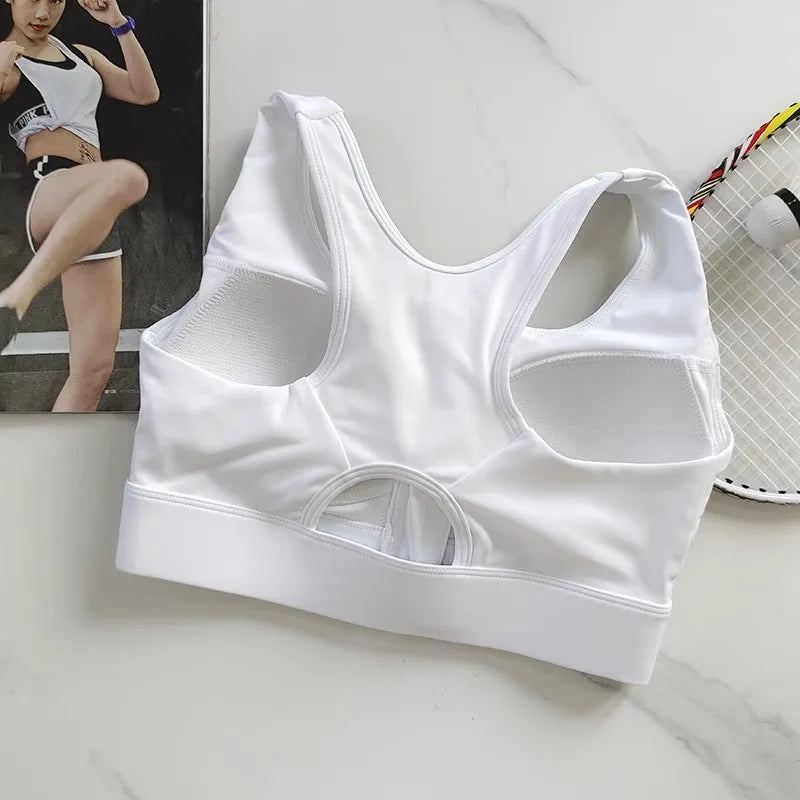 Women's High Impact Front Zipper Sports Bra Shockproof Quick Dry Yoga Top Running Vest Fitness Adjust Gym Underwear