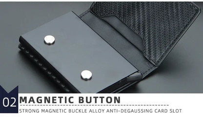 2024 Magnet Anti Rfid Blocking ID Credit Card Holder Case for Men Leather ID Bank Wallets with Magnetic Buckle Closer Cardholder