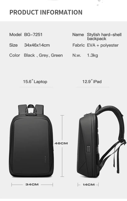 BANGE Backpack Brand Laptop Backpack Anti-theft Waterproof School Backpacks USB Travel Bag Backpack Business Male 2024