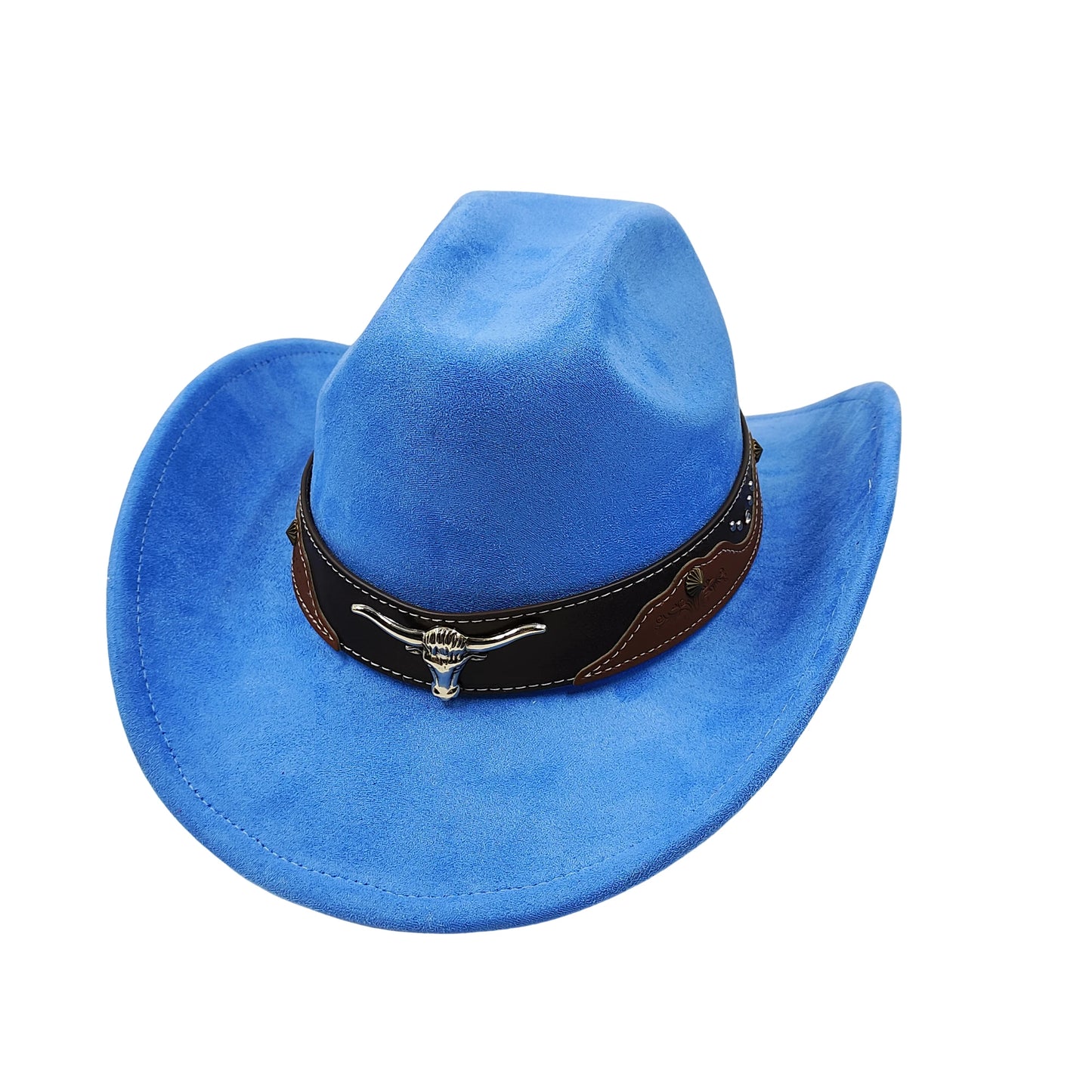 Cow Head Belt Suede Leather 7.5CM Western Cowboy Fedora Hat Women's Men's Church Jazz Hat Fashion Travel Party Hat Denim Hat