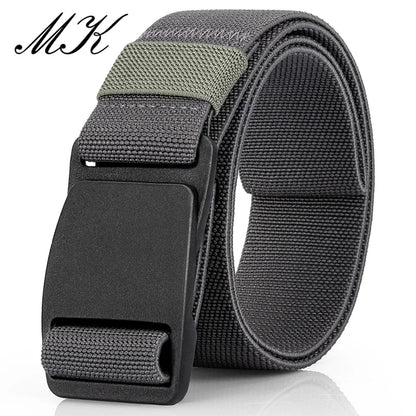 Maikun Large Size Fabric Men's Belt Work No Hole Nylon Webbing Plastic Buckle Belt Military Nylon Blend Web Belt