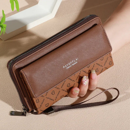 1pc Classic Men's Faux Leather Wallet, Double Layer with Snap Closure, Zippered Card Holder & Photo Compartment, Color blocking